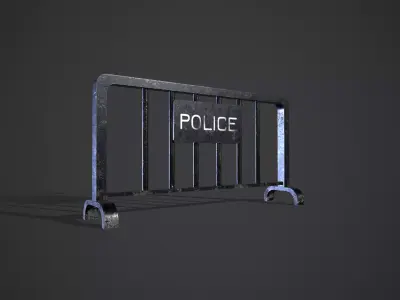 Police Barricade Low-poly 3D model