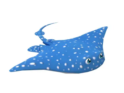 Spotted Eagle Ray Animated  Low-poly 3D model