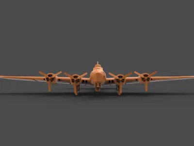 B - 17 orange airplane 3D print model