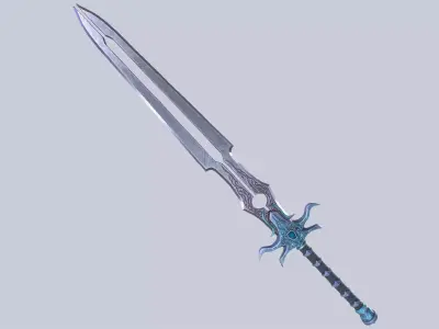 Fantasy sword Low-poly 3D model 24