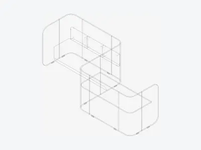 Booth - Simplicity - S Curve - Ottoman Combo Low-poly 3D model