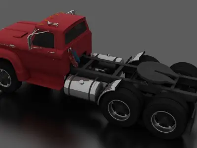 T-Series T-850 Semi Truck 1964 Tandem Axle Low-poly 3D model