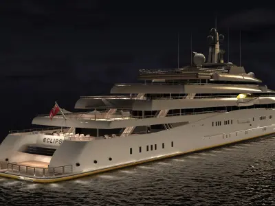 Eclipse Superyacht Night Scene 3D model
