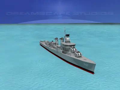 Sumner Class Destroyer  DD747 USS Samuel Moore 3D model