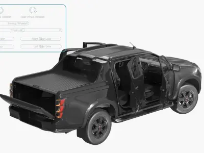 Off-Road Isuzu Pickup 2025 Black Rigged 3D model