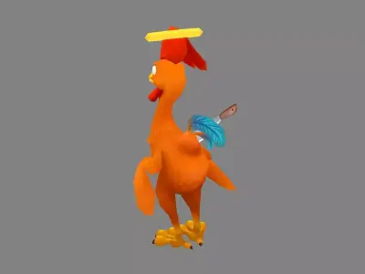 Cartoon dead rooster Low-poly 3D model