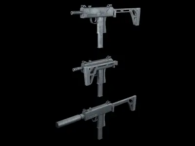 Submachine gun Low-poly 3D model purchase