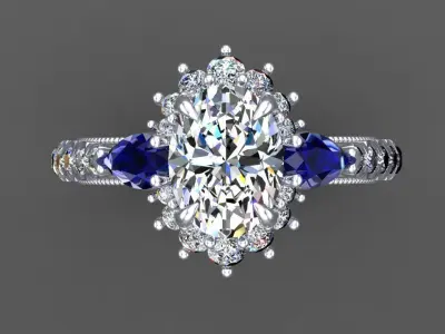 Engagement oval ring 3D model