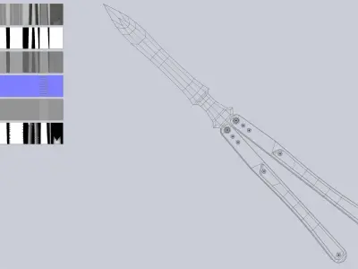 Butterfly knife Low-poly 3D model