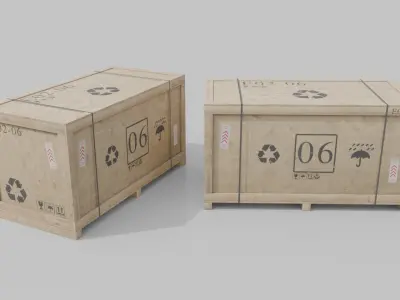 Customizable Wooden Crate Duo - Long Forms 3D model
