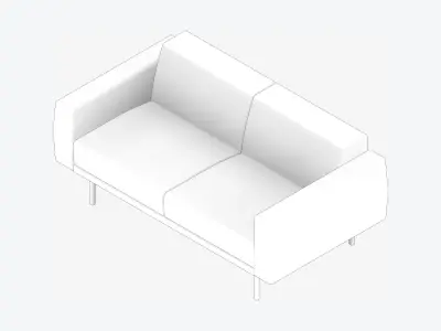 Seat - Sofa - Simplicity - Double Low-poly 3D model