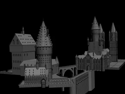 hogwarts 3d model castle in minecraft 3D model