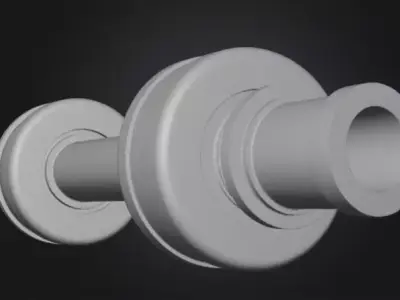 Industrial Flanged Shaft 3D model