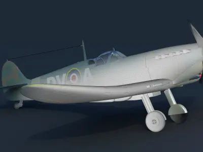 Spitfire old british fighter plane 3D model