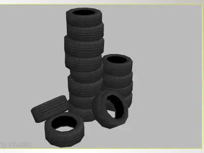 Lowpoly Tires Stack Low-poly 3D model