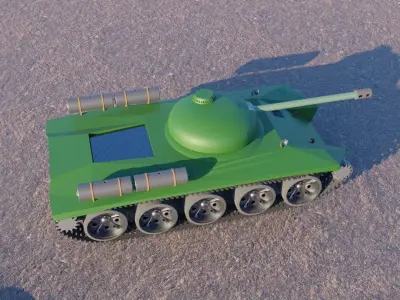 Low-Poly Tank in desert Low-poly 3D model