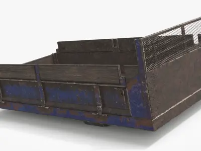 Rusted Stake Bed Platform with Wooden Sides Blue Old 3D model