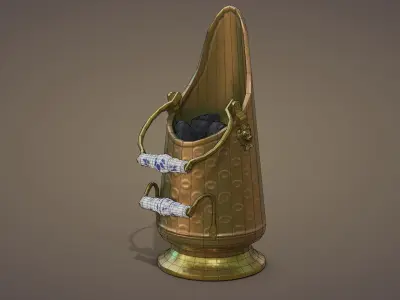 5 gallon copper coal bucket Low-poly 3D model