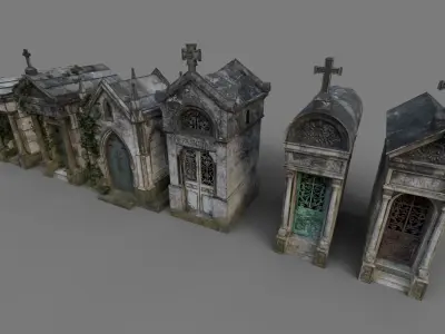 Cemetery Mausoleums Extended Collection 3D Model Pack