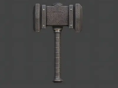 Dwarven steel hammer Free low-poly 3D model