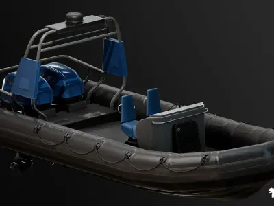 Military Boat - Rigged and BP Controllable with Skins Low-poly 3D model