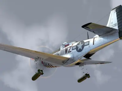 Mustang P-51 D in flight 3D model