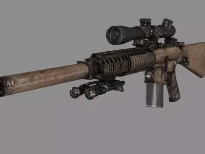 KAC M110k1 Sniper Rifle Remington R11 Low-poly 3D Model Low-poly 3D model