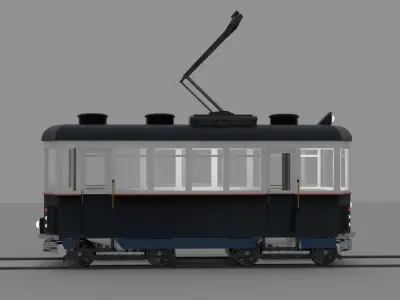 Lowpoly Old Tram 3D model