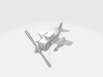 Box propeller plane  Low-poly 3D model