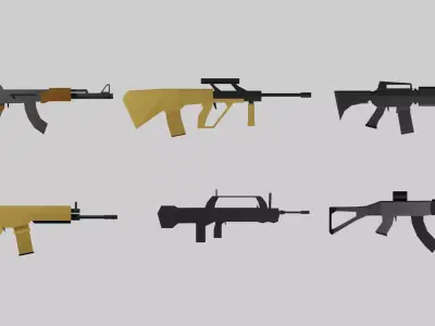Low-poly Automatic rifles pack   Low-poly 3D model