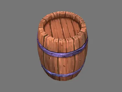  Barrel Lowpoly Cartoon model for mobile game Free low-poly 3D model