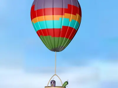 AIRSHIP hot air balloon with basket 3D model