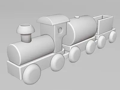 little child wood train toy  Low-poly 3D model