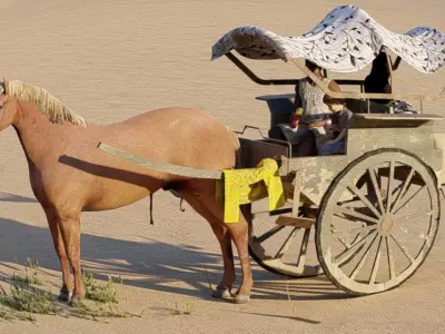 Horse Cart Low-poly 3D model buy