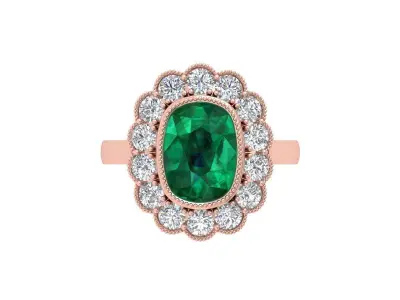 Cushion Solitaire Art deco Ring 3D print model 4