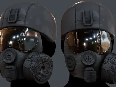 Gas mask helmet 3d model scifi Low-poly  Low-poly 3D model 4
