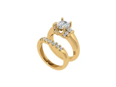  Solitair Ring Bridal Set 3D print model get