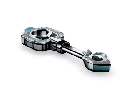 Ornate Silver Key with Diamonds Low-poly 3D model