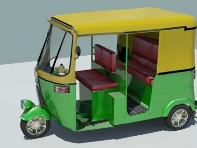 Indian auto Rickshaw Green 3D model