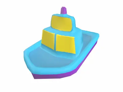 Cartoon Boat Low poly Low-poly 3D model