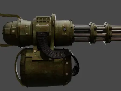 Apocalyptic Minigun Low-poly 3D model