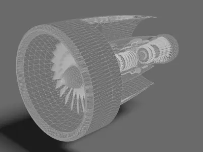 Turbine jet engine 3D model