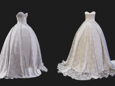 Wedding Dress Marvelous Designer 3D model