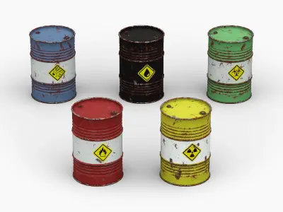 Steel Drum Barrel Low-poly 3D model