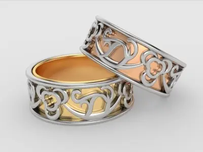 2 Part Filigree Wedding-Band  3D print model