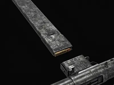 Sten MK2 SMG With Silencer Low-poly 3D model