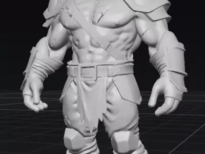 Fantasy Orc Warrior Soldier 3D Model Full Body OBJ STL GLB 3D model