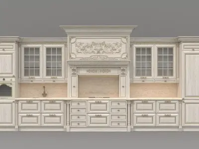 Ornate Victorian Style Kitchen Cabinet 3D model
