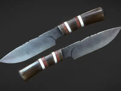 Hunter knife Low-poly 3D model