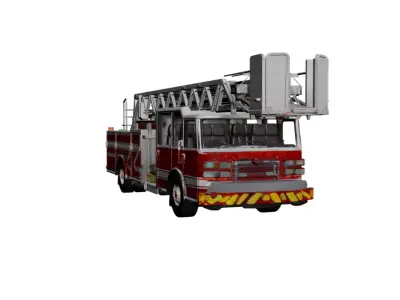 Modern Ladder Fire Truck 3D Model Aerial Rescue Emergency  3D model